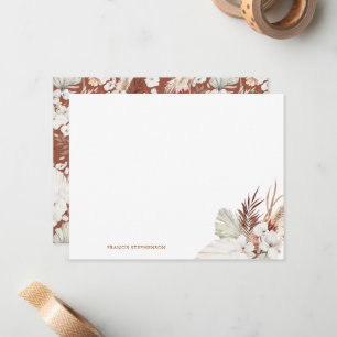Boho Terracotta Floral Full Name or Couple Names Card