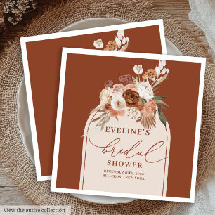 Boho Terracotta Floral Napkins for Bridal Shower