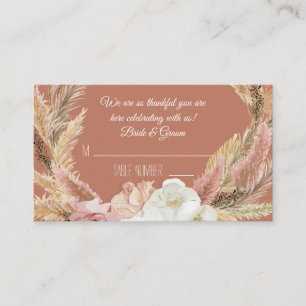 Boho Terracotta Floral Pampas Grass Place Cards