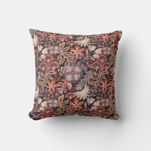 Boho Terracotta Floral Pattern Cushion