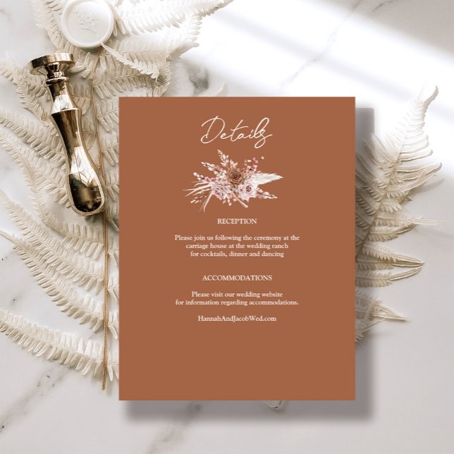 Boho Terracotta Floral Wedding Details Enclosure Card (Creator Uploaded)