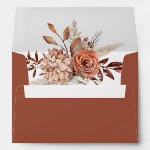 Boho Terracotta Floral Wedding Envelope