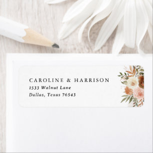 Boho Terracotta Floral Wedding Return Address Label