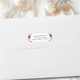 Boho Terracotta Floral Wedding Return Address Label
