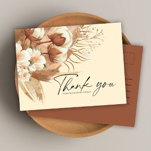 Boho Terracotta Floral Wedding Thank You Postcard