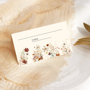 Boho Terracotta Floral Wildflower Cream Wedding Place Card