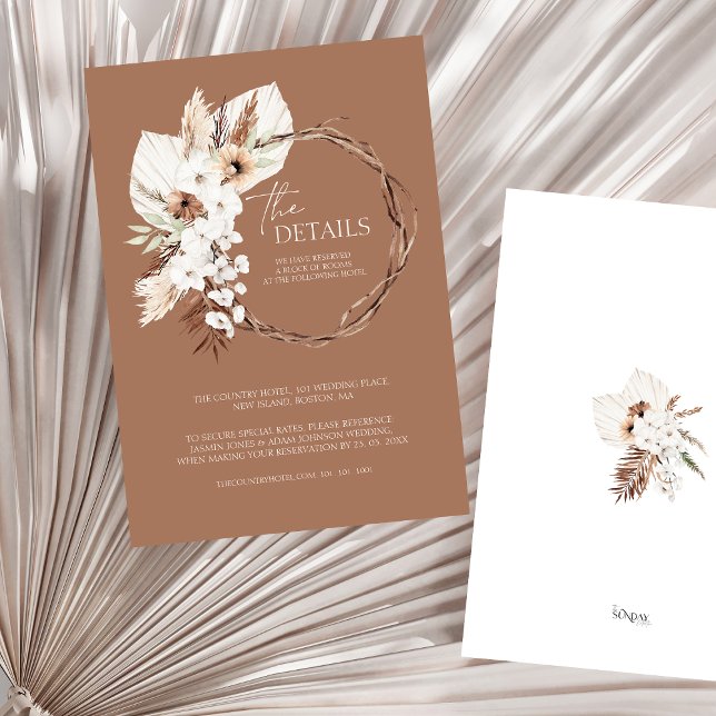 Boho Terracotta Floral Wreath Wedding Details Enclosure Card (Boho Terracotta Floral Wreath Wedding Details Enclosure Card)