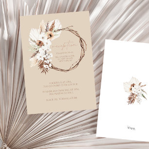 Boho Terracotta Floral Wreath Wedding Reception Enclosure Card
