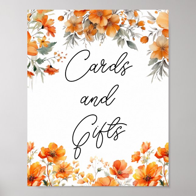 Boho Terracotta Flowers Bridal Shower Cards Gifts  Poster (Front)