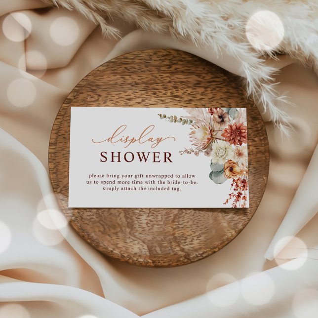 Boho Terracotta Flowers Fall Display Shower Enclosure Card (Creator Uploaded)