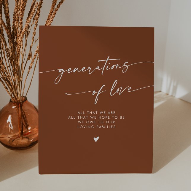 Boho Terracotta Generations of Love Wedding Pedestal Sign (Creator Uploaded)