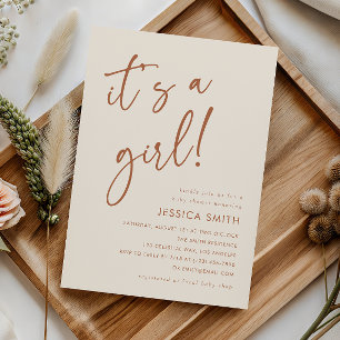 Boho Terracotta Girl Baby Shower Invitation