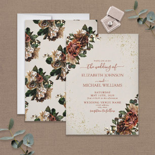 Boho Terracotta Greenery Floral Wedding Invitation