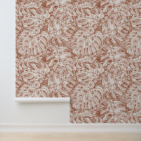 Boho Terracotta Grey Palm Leaf Print Pattern
