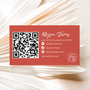 Boho terracotta hair makeup photo logo qr code business card