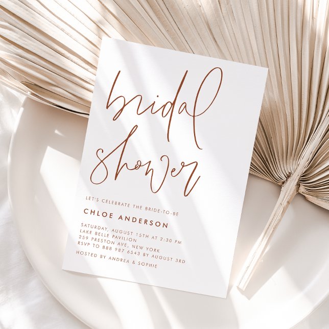 Boho Terracotta Handwritten Script Bridal Shower Invitation (Creator Uploaded)
