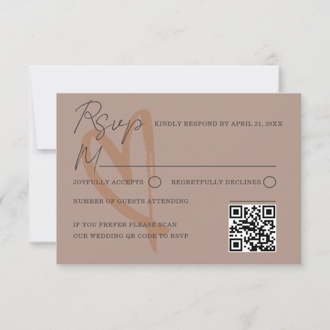 Boho Terracotta Heart Wedding RSVP Card (Front)