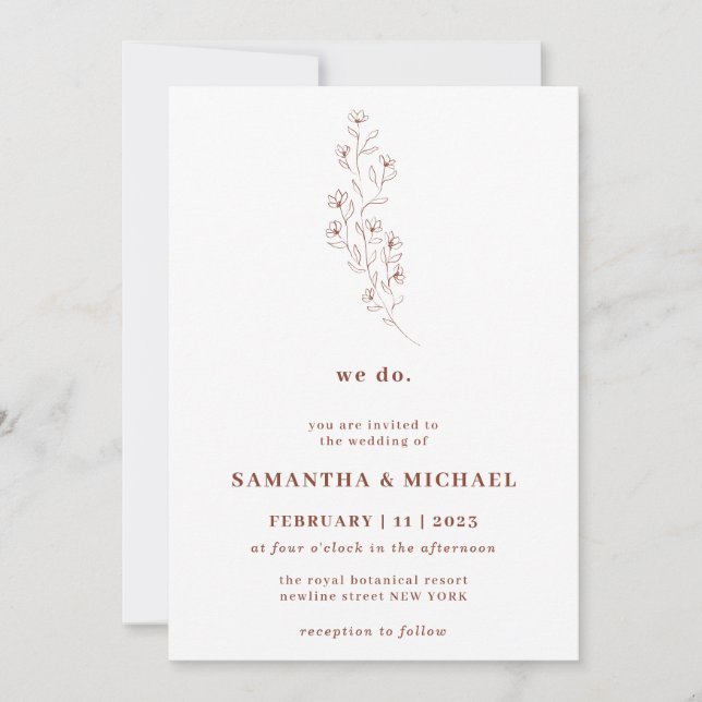 Boho Terracotta Indie Rustic Botanic we do flower Invitation (Front)