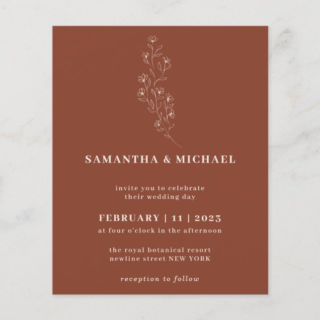 Boho Terracotta Indie Rustic Botanical budget Flyer (Front)