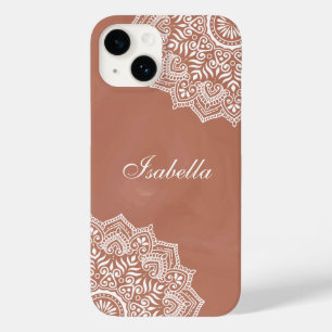 Boho Terracotta Mandala Custom Name Case-Mate iPhone 14 Case