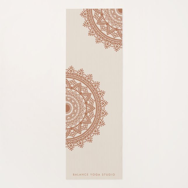Boho Terracotta Mandala Custom Name Yoga Mat (Back)