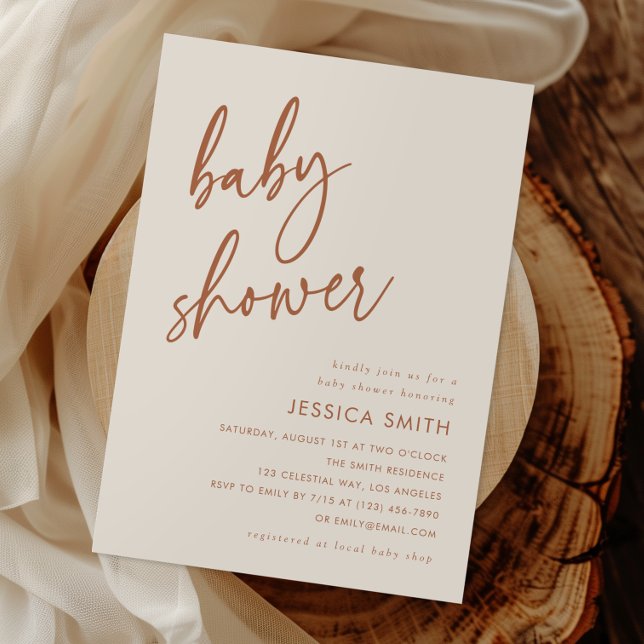 Boho Terracotta Minimal Baby Shower Invitation (Creator Uploaded)