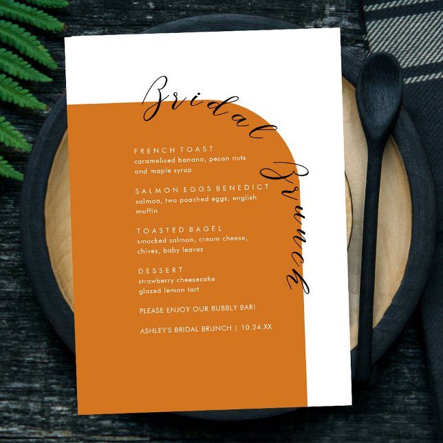 Boho Terracotta Minimal Text Bridal Brunch Menu (Creator Uploaded)