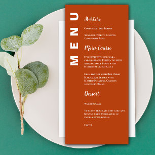 Boho Terracotta Minimalist Wedding Menu Card