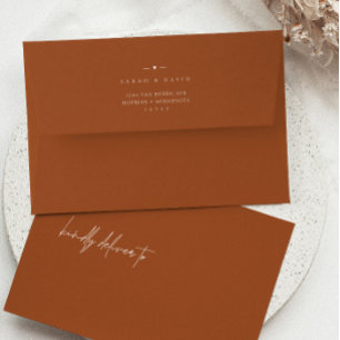 Boho Terracotta Modern A7 5x7 Wedding Invitation Envelope
