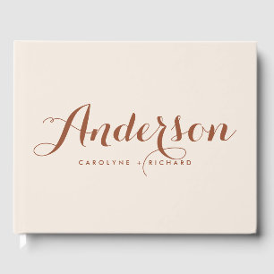 Boho Terracotta Modern Calligraphy Wedding Guest Book