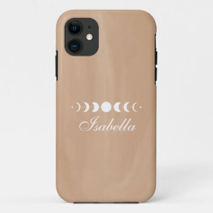 Boho Terracotta Moon Phases Custom Name iPhone 11 Case