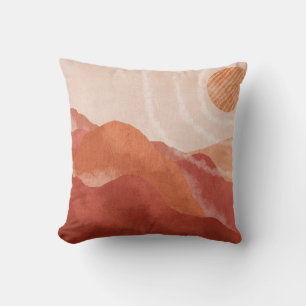 Boho terracotta mountains, abstract poster. cushion