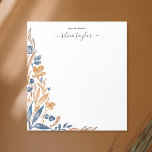 Boho Terracotta Navy Wildflower Custom Name Notepad<br><div class="desc">Boho Terracotta Navy Wildflower Custom Name Notepad</div>