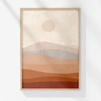 Boho Terracotta Neutral Abstract Landscape Art