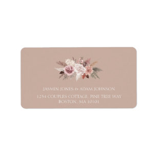 Boho Terracotta Neutral Dried Floral Wedding Label