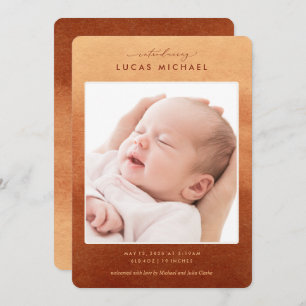 Boho Terracotta Ombre Photo Birth Announcement