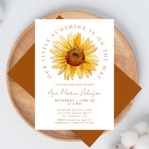 Boho Terracotta Our Little Sunflower Baby Shower Invitation