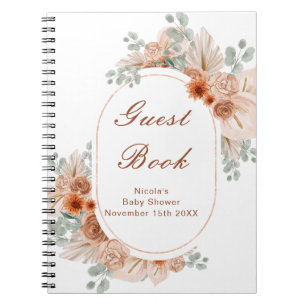 Boho Terracotta Pampa Grass Baby Shower Guest Book