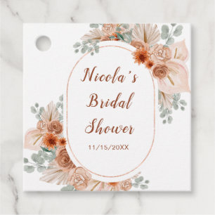Boho Terracotta Pampas Grass Bridal Shower Favour Tags