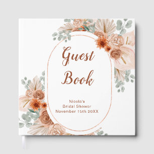 Boho Terracotta Pampas Grass Bridal Shower Guest Book