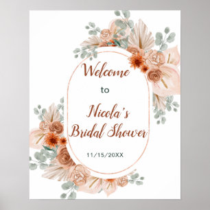 Boho Terracotta Pampas Grass Bridal Shower Poster