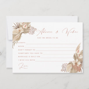 Boho Terracotta Pampas Grass bride advice card