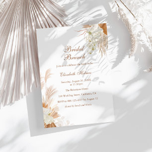 Boho Terracotta Pampas Grass Orchid Bridal Brunch Invitation