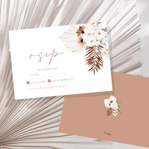 Boho Terracotta Pampas Grass Orchid Wedding  RSVP Card