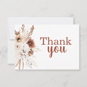 Boho Terracotta Pampas Grass Thank you Note Card