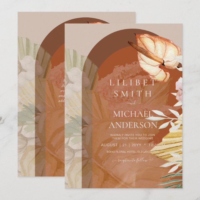 BOHO Terracotta Pampas Grass Wedding (Front/Back)