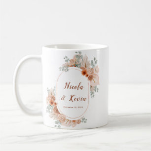 Boho Terracotta Pampas Grass Wedding Coffee Mug