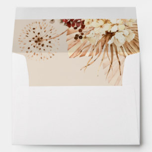 Boho Terracotta Pampas Grass Wedding Envelope