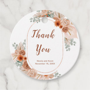 Boho Terracotta Pampas Grass Wedding Favour Tags