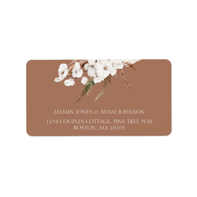 Boho Terracotta Pampas Grass Wedding Label (Front)